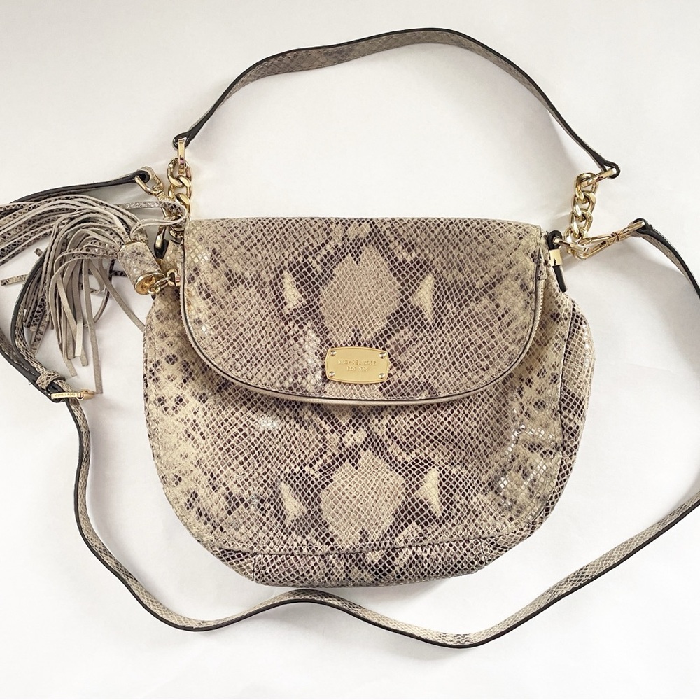 Michael Kors Grey Python Embossed Leather Crossbo… - image 1